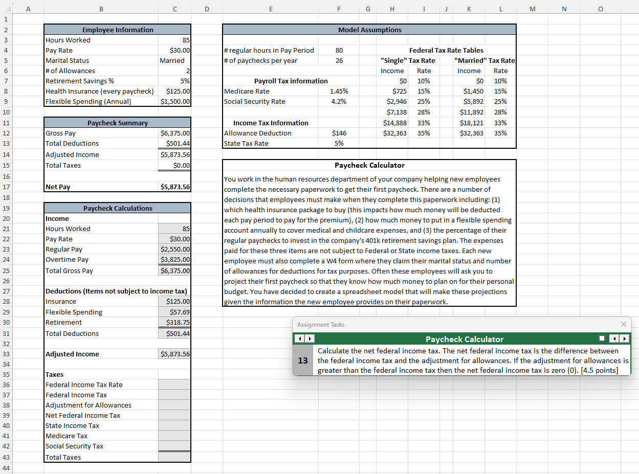 2c Employee Information Hours Worked 85 Pay Rate Married Marital Status 2 of Allowances 5 