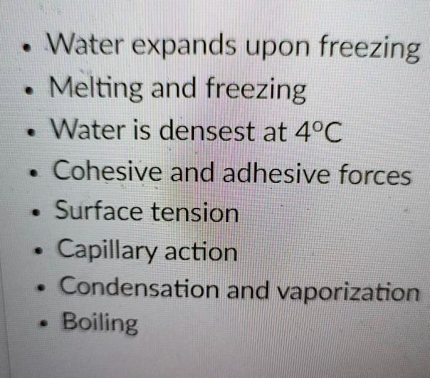 SOLVED Water expands upon freezing Melting and freezing Water is