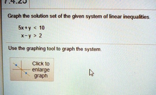 Solved Alu Graph The Solution Set Of The Given System Of Linear Inequalities Sx Y 10 X Y 2 Use The Graphing Tool To Graph The System Click T0 Enlarge Graph