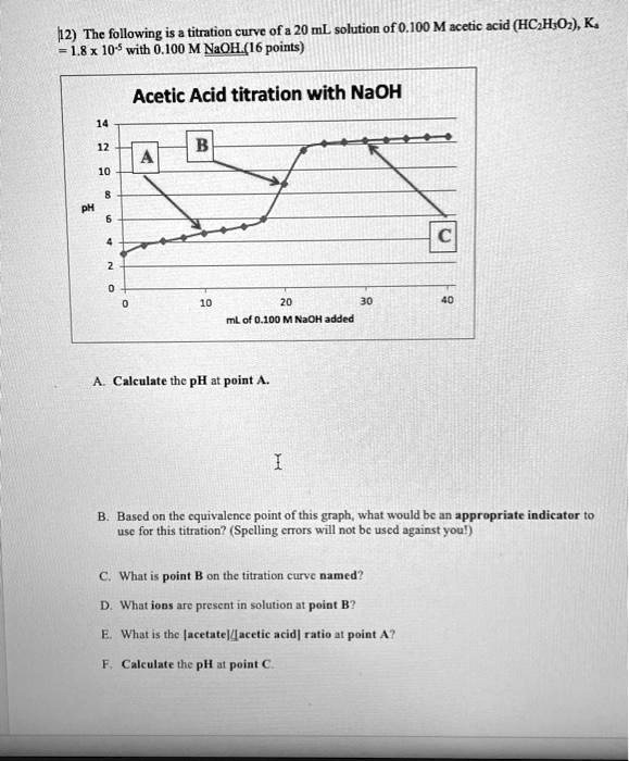 SOLVED The following is a titration curve of a 20 mL solution of 0.10