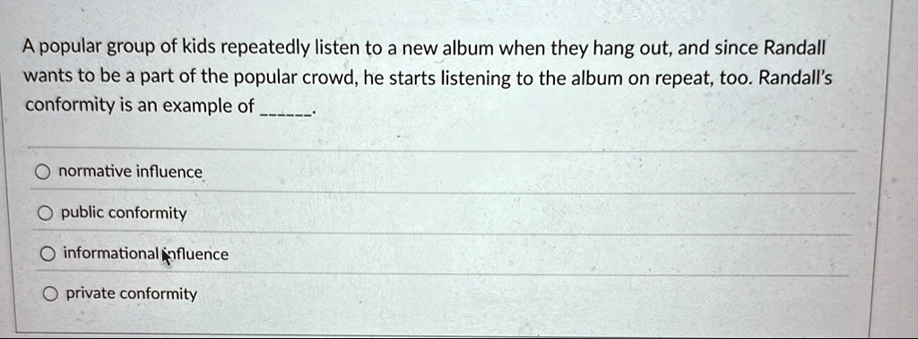 a popular group of kids repeatedly listen to a new album when they hang out and since randall wants to be a part of the popular crowd he starts listening to the album on repeat too randalls  62287