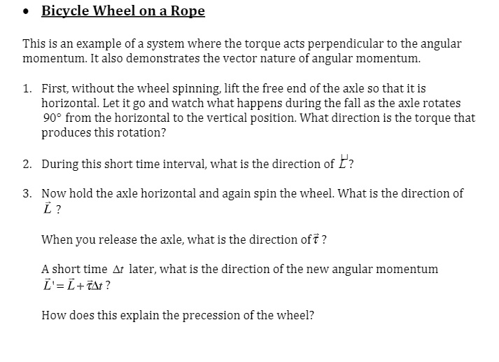 SOLVED Bicycle Wheel on a Rope This is an example of a system where