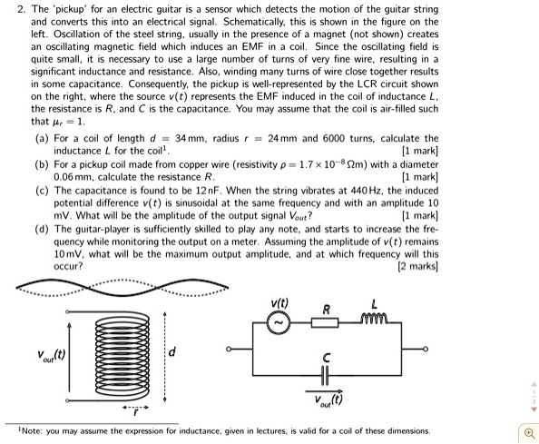 SOLVED: The pickup for an electric guitar is a sensor which detects the ...