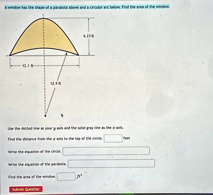 a window has the shape of a parabola above and a circular arc below ...