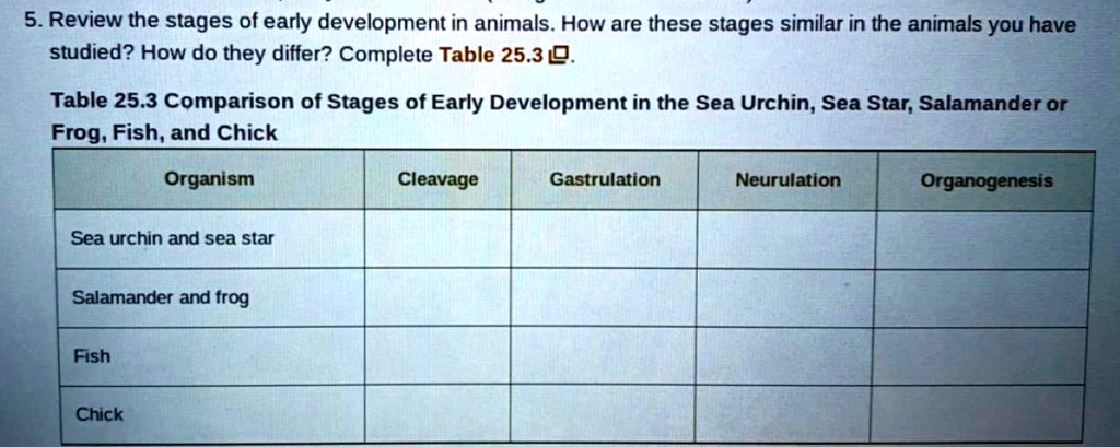 [GET ANSWER] 5 review the stages of early development in animals how ...
