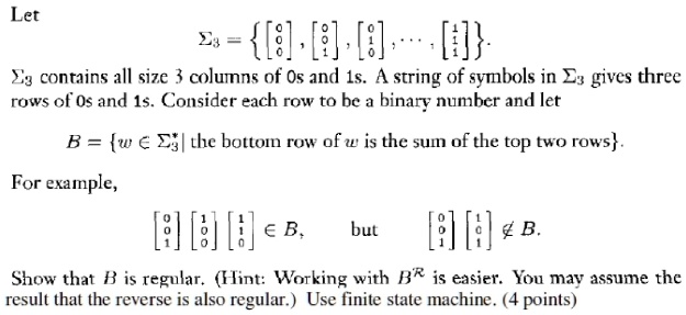 SOLVED Let B . 1 E3 contains all size 3 columns of