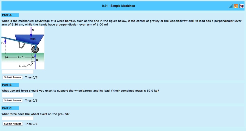 SOLVED 9.21 Slmple Machines Part A What is the mechanical advantage of