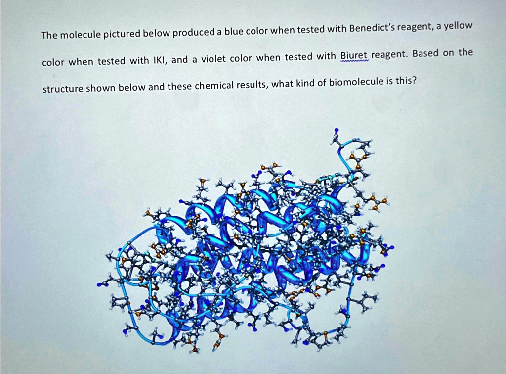 The molecule pictured below produced a blue color when tested with ...