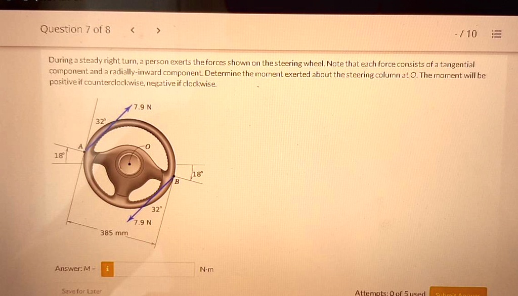 SOLVED During a steady right turn, a person exerts the forces shown on