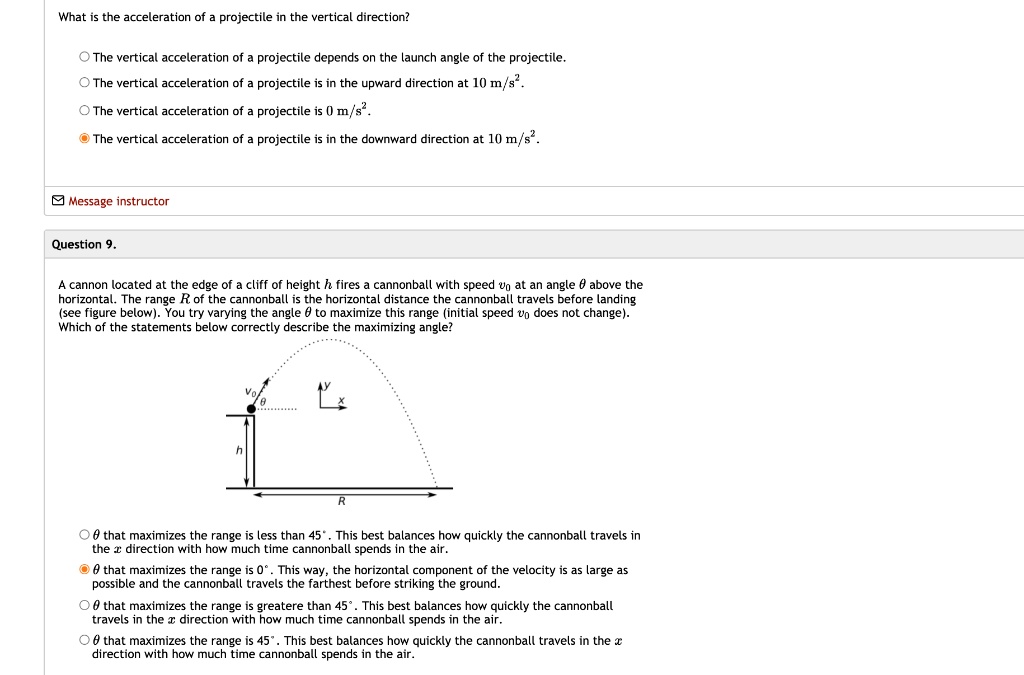 SOLVED What is the acceleration of a projectile in the vertical