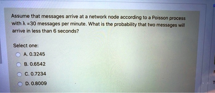 SOLVED: Assume that messages arrive at a network node according to a ...