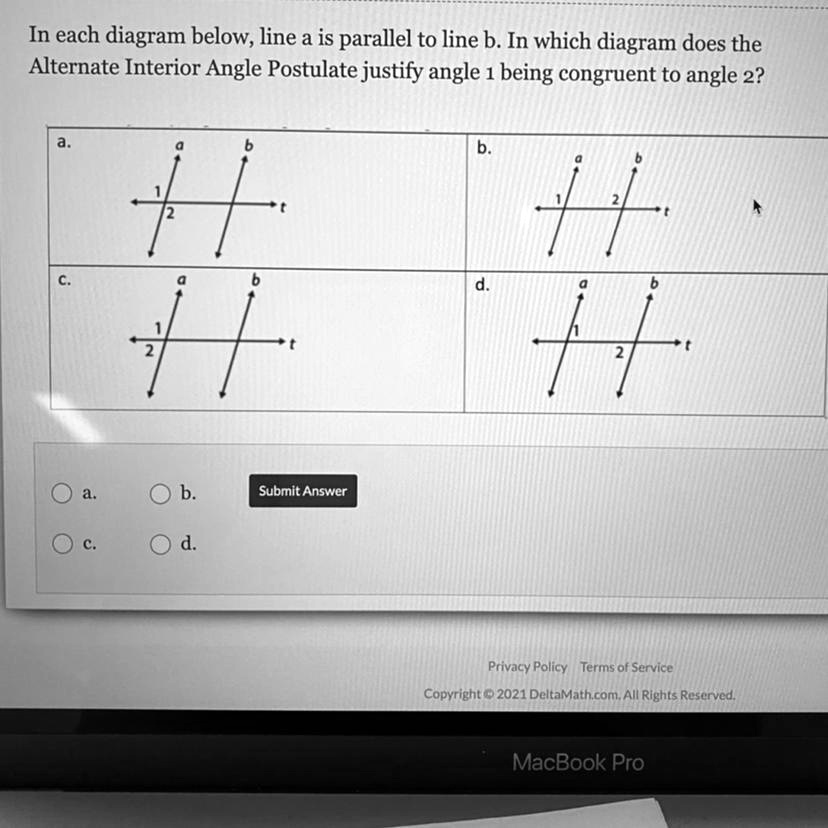 SOLVED: 'in Each Diagram Below, Line A Is Parallel To Line B. In Which ...