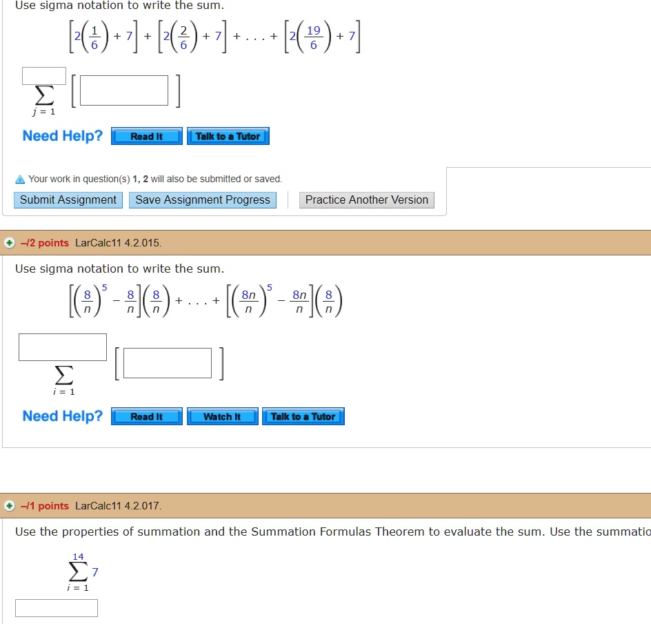 Solved Use Sigma Notation To Write The Sum âˆ‘r Kaz Ki 5222