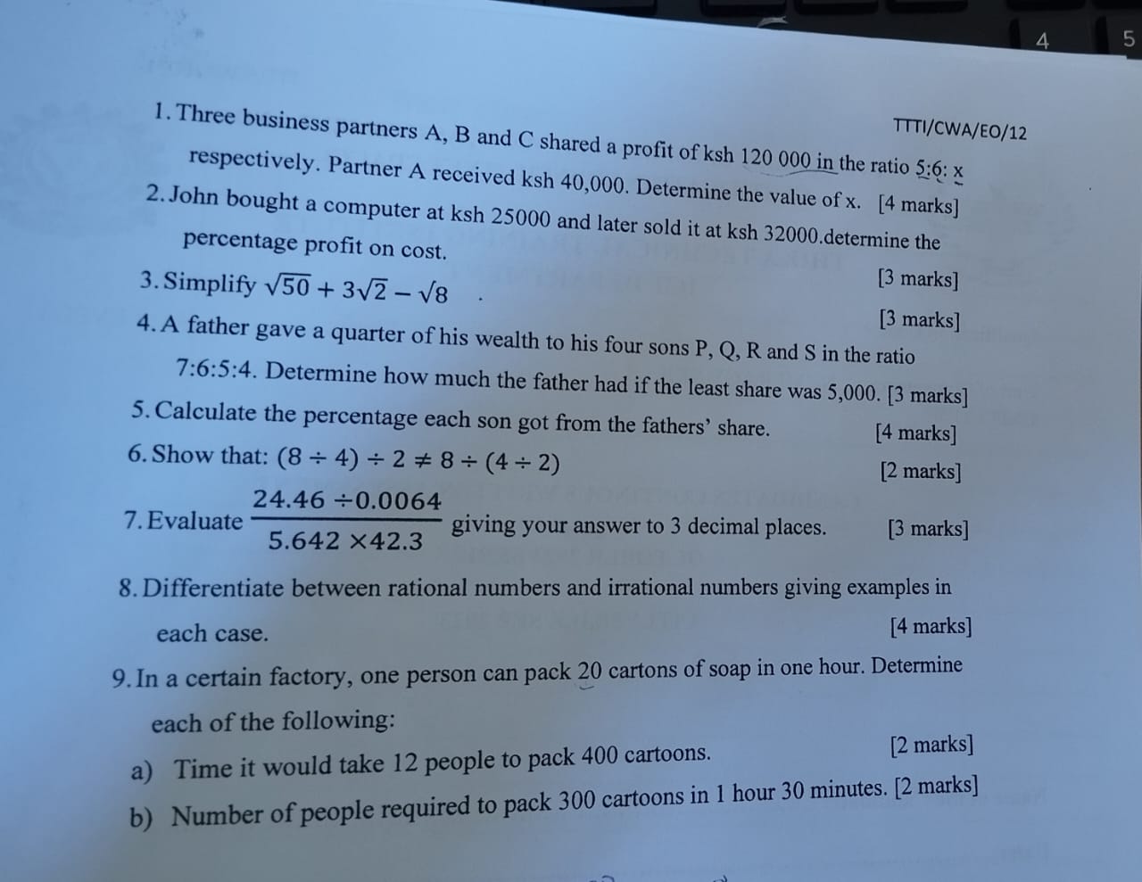 SOLVED: 4 5 1. Three business partners A, B and C shared a profit of ...