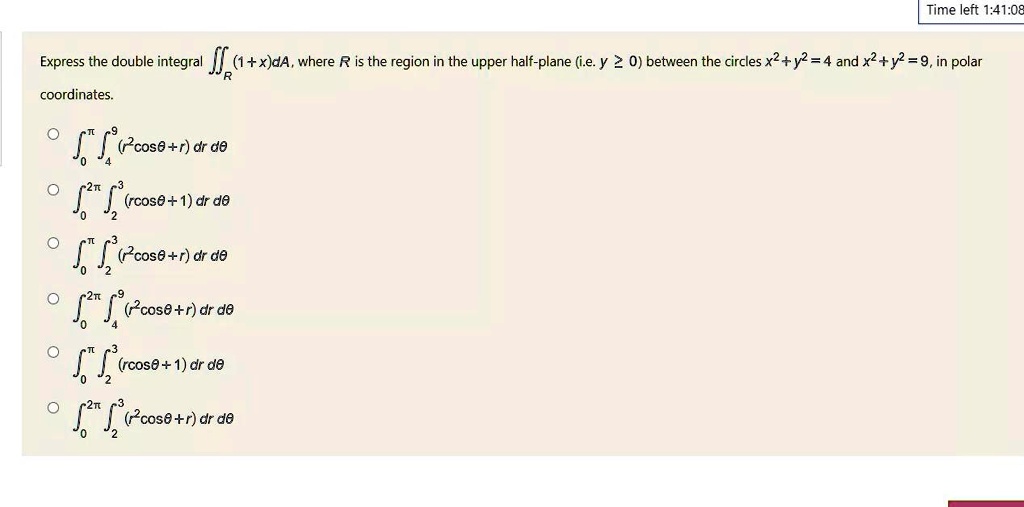 Time Left 1 41 08express The Double Integral J Xja W Itprospt