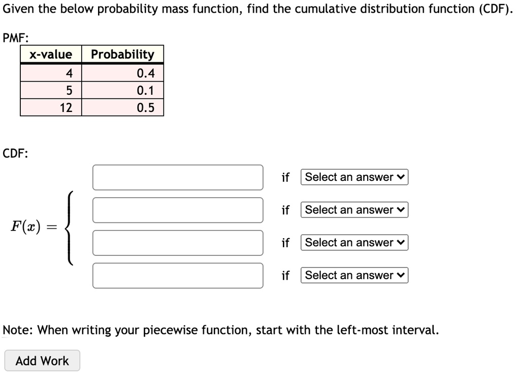 given the below probability mass function find the cumulative ...