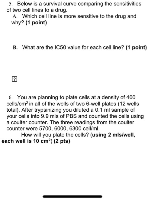 SOLVED: Below is a survival curve comparing the sensitivities of two ...