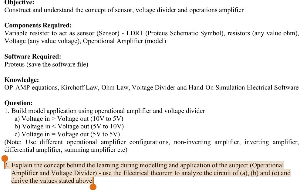 SOLVED: Objective: Construct and understand the concept of sensor ... Circuit Diagram
