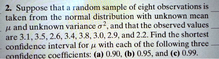 2 suppose that a random sample of eight observations is taken from the ...