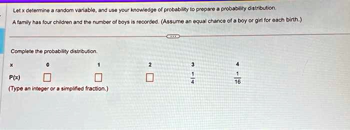 SOLVED: A Family Has Four Children And The Number Of Boys Is Recorded ...