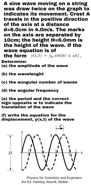 SOLVED: A sine wave moving on a string was draw twice on the graph to ...