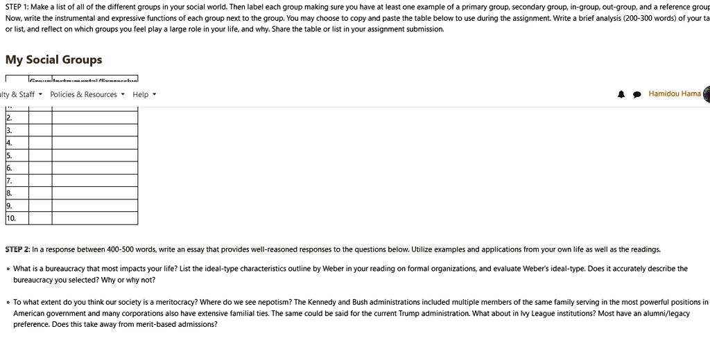 STEP 1 Make a list of all of the different groups in your social world