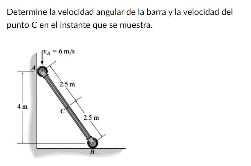 SOLVED: Determine the angular velocity of the bar and the velocity of ...