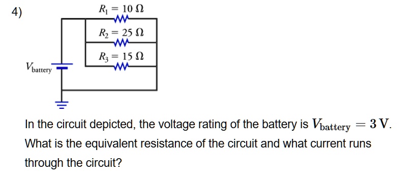 SOLVED: Ry = 10 Î©, Rz = 25 Î©, R = 15 Î© Vbattery = 3 V In the circuit ...