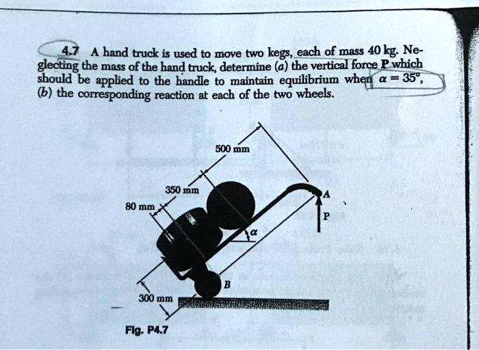 SOLVED hand truck is used to move two kegs, each of mass 40 kg Ne