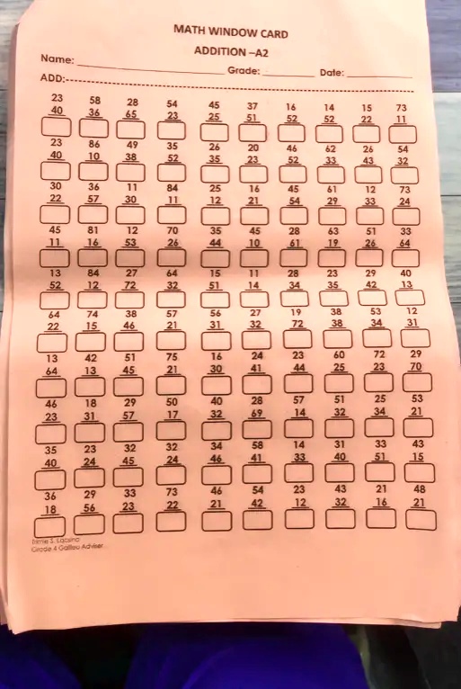 SOLVED: Math Window Card Addition - Grade 2 Name: ADD