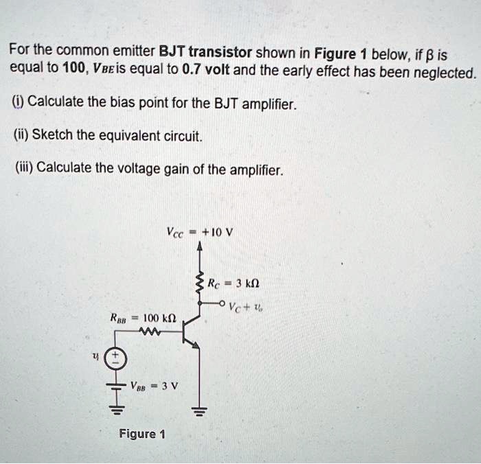 SOLVED For the common emitter BJT transistor shown in Figure 1 below
