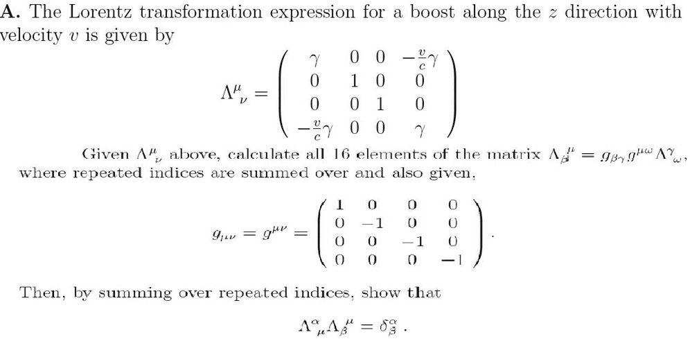 a the lorentz transformation expression for a boost along the direction ...