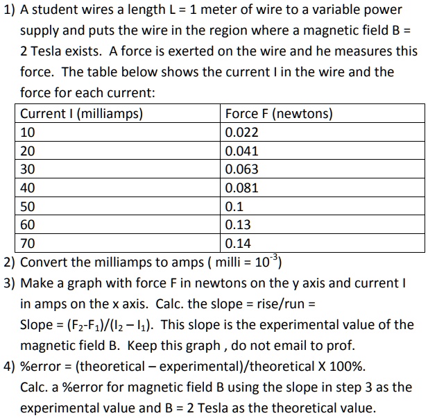 SOLVED:1) A Student Wires A Length L = 1 Meter Of Wire To A Variable ...