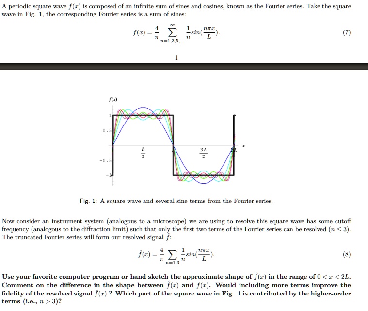 SOLVED: periodic square wave f(z) is composed of an infinite sum of ...