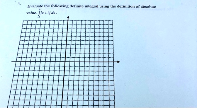 Evaluate the following definite integral using the definition of absolute value. ?-5^0 |x + 3| dx .