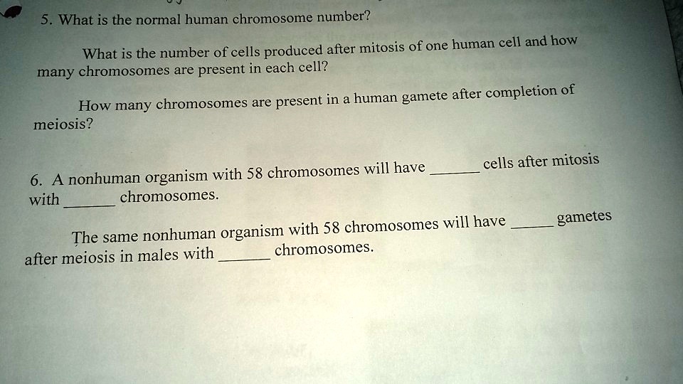 SOLVED 5. What is the normal human chromosome number? What is the