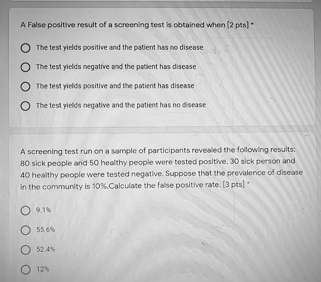 SOLVED: A False positive result of a screening test is obtained when ...