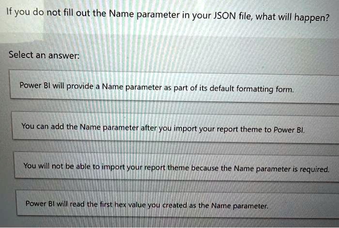 If you do not fill out the Name parameter in your JSON file,...