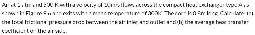 SOLVED: Air at 1 atm and 500 K with a velocity of 10 m/s flows across ...
