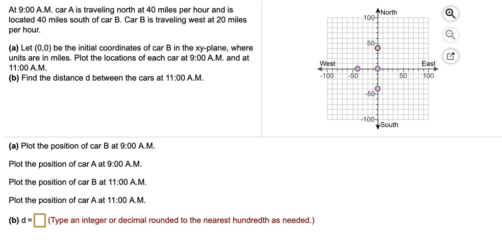 SOLVED At 9.00 AM car Ais traveling north at 40 miles per hour