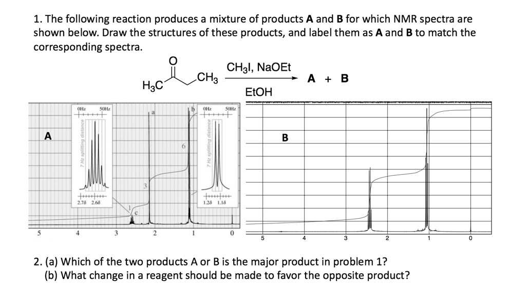 SOLVED: The following reaction produces a mixture of products A and B ...
