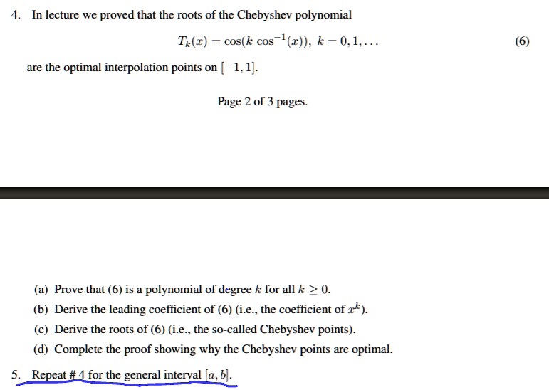 Solved In Lecture We Proved That The Roots Of The Chebyshev Polynomial