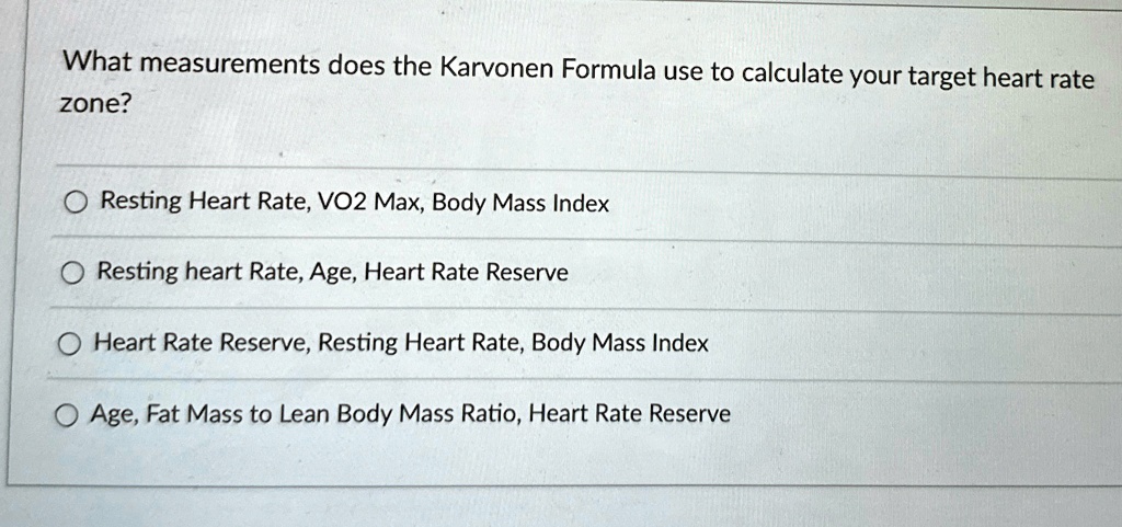 What measurements does the Karvonen Formula use to calculate your ...