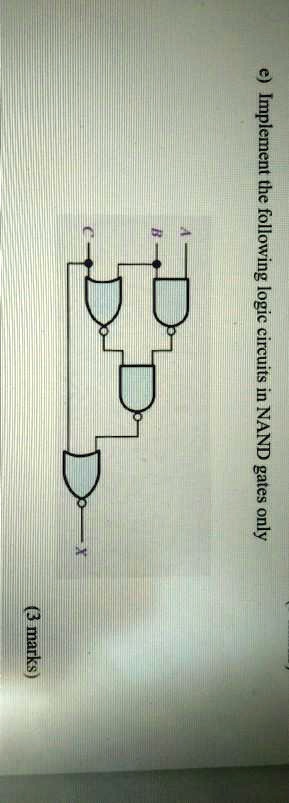 SOLVED: Implement the following logic circuits in NAND gates only e ...