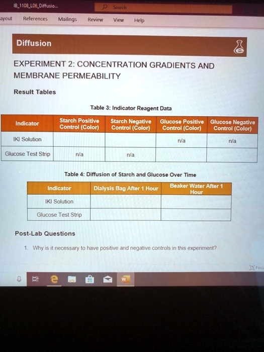 SOLVED Text IBI1C8LC6Diffusion Fnm References Mailings Rovi Diffusion EXPERIMENT 2