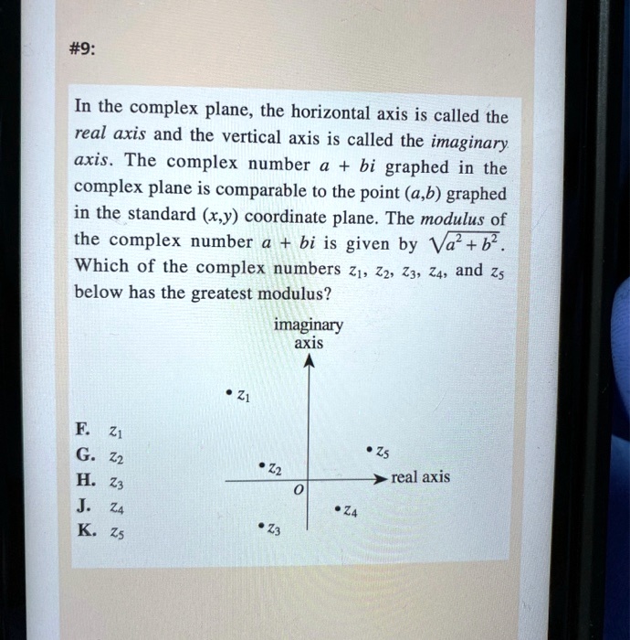 SOLVED 9 In the complex plane, the horizontal axis is called the
