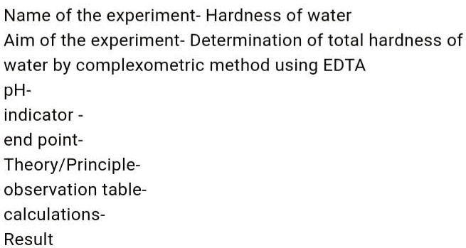 conclusion of hardness of water experiment