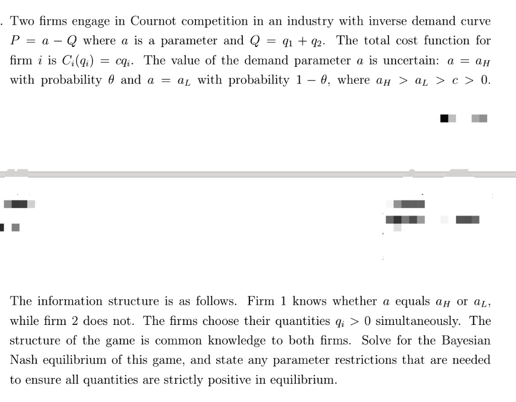 Two firms engage in Cournot competition in an industry with an inverse