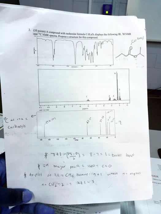 SOLVED: A compound with the molecular formula C7H14O3 displays the ...