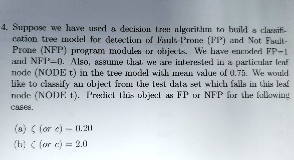 Suppose we have used a decision tree algorithm to build a ...